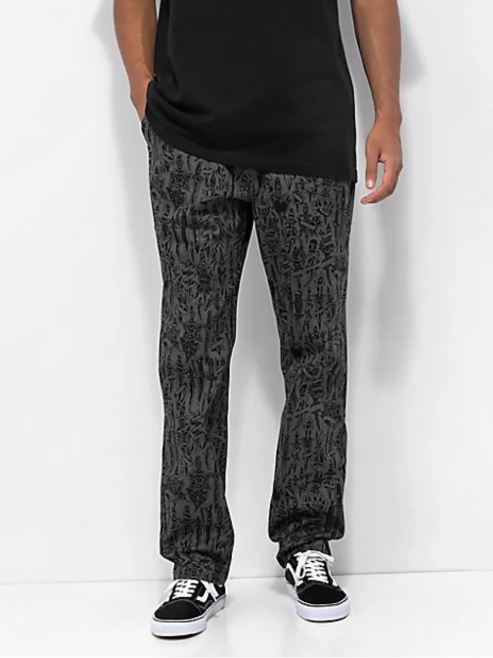 Relaxed Black Patterned Men's Jeans - Casual Everyday Fit